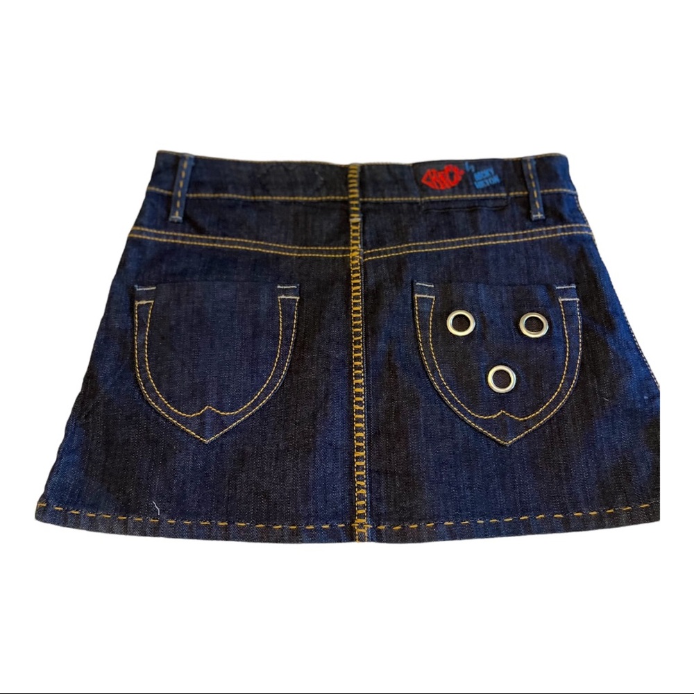 NEW .CHICK By NICKY HILTON Mini Skirt  Hand Stitch detail  Denim Jean . Size 26